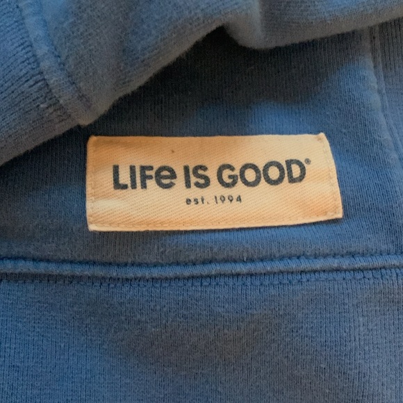 Life is Good Mens Cotton Embroidered Logo Crew Neck Blue Sweat Shirt, Size Small - Picture 3 of 6